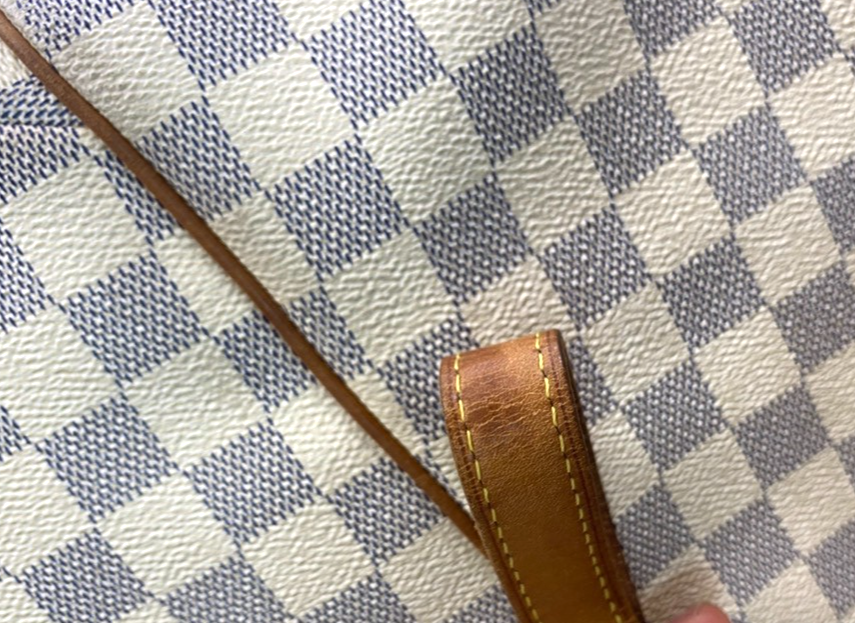 LOUIS VUITTON Totally MM Shoulder Bag Damier Azur Leather White N51262 10ZA275