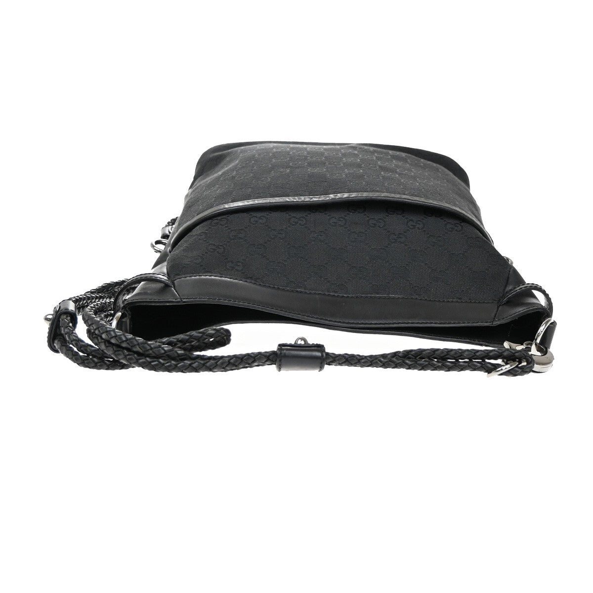 GUCCI Logo GG Pattern Cross Body Shoulder Bag Canvas Leather Black Italy 80EE311