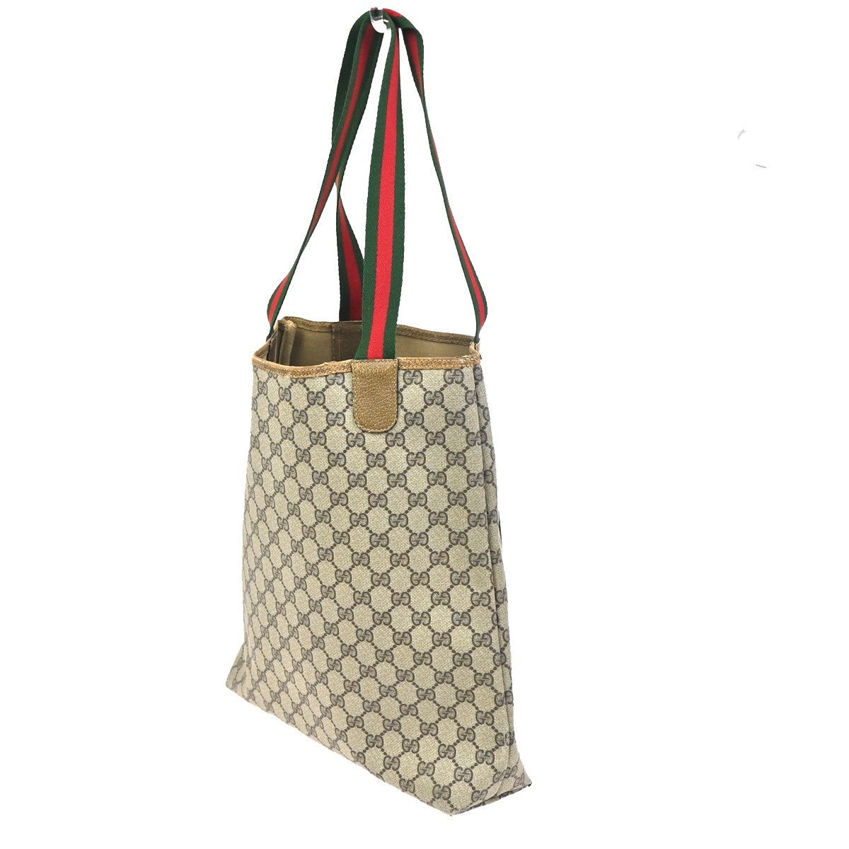 GUCCI GG Pattern Sherry Shoulder Tote Bag PVC Leather Beige Italy 66CA751