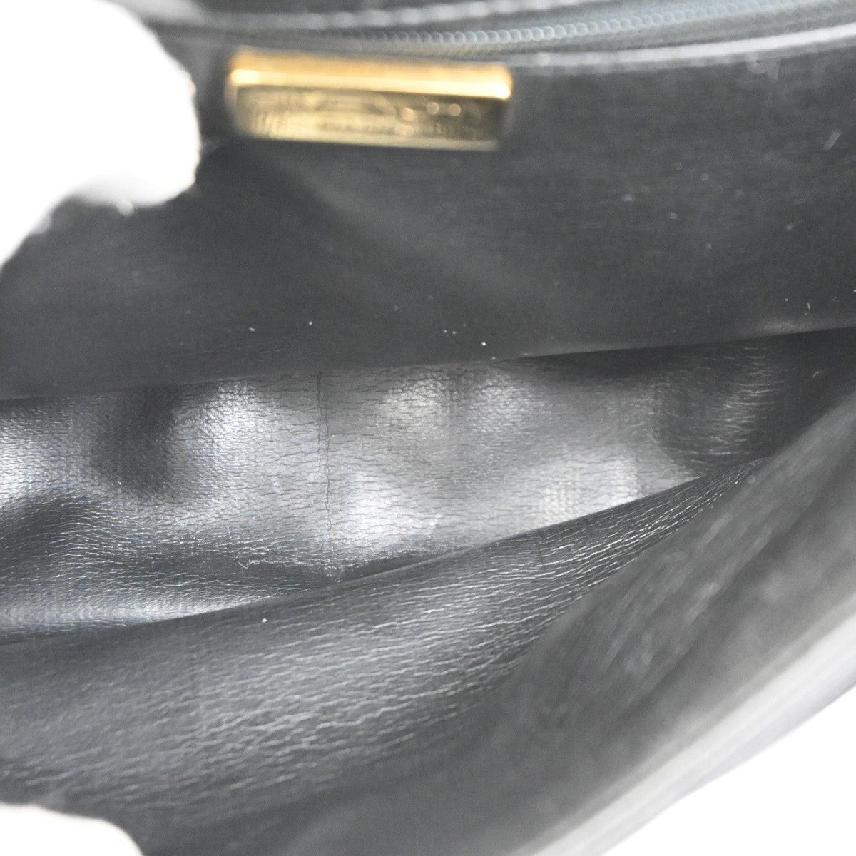 GIVENCHY Logo Chain Shoulder Hand Bag Leather Black GHW 67CA565
