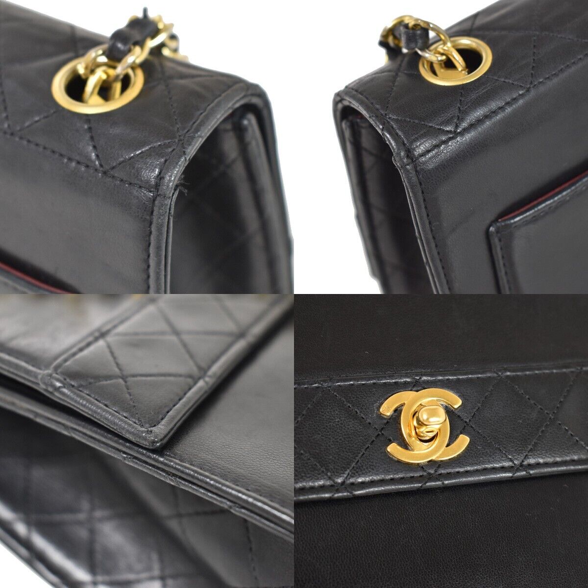 CHANEL CC Matelasse Chain Shoulder Bag Pouch Leather Black GHW Vintage 382RH612