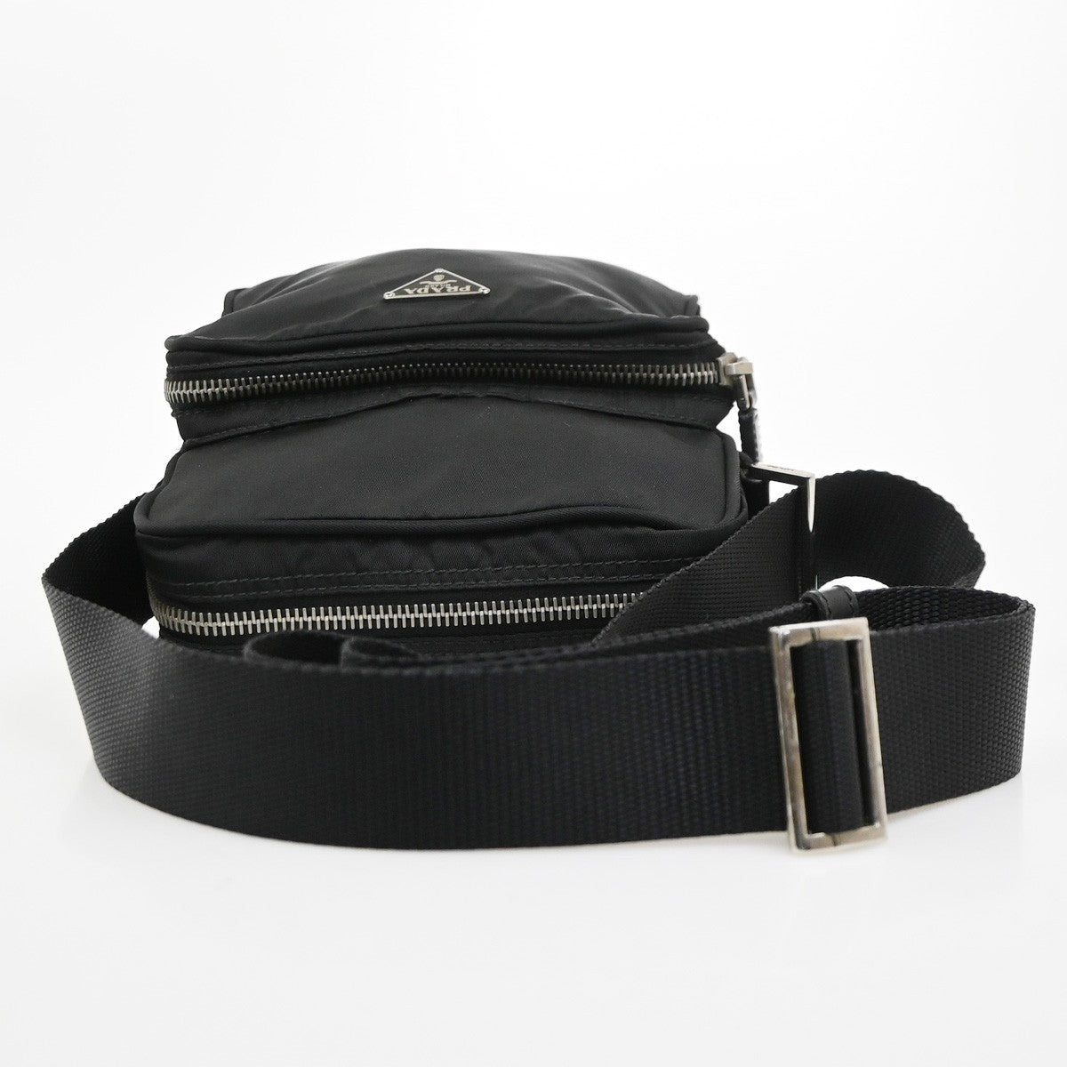 PRADA Logo Crossbody Shoulder Bag Nylon Leather Black SHW Italy 31MA686