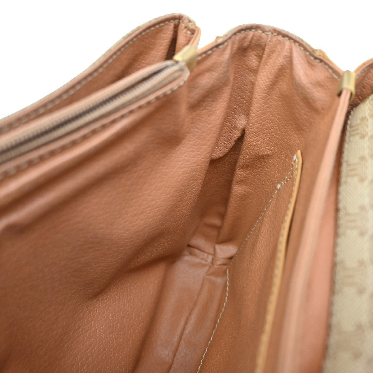 18.Live CELINE Macadam Pattern Shoulder Bag PVC Leather Beige Italy 68KP162