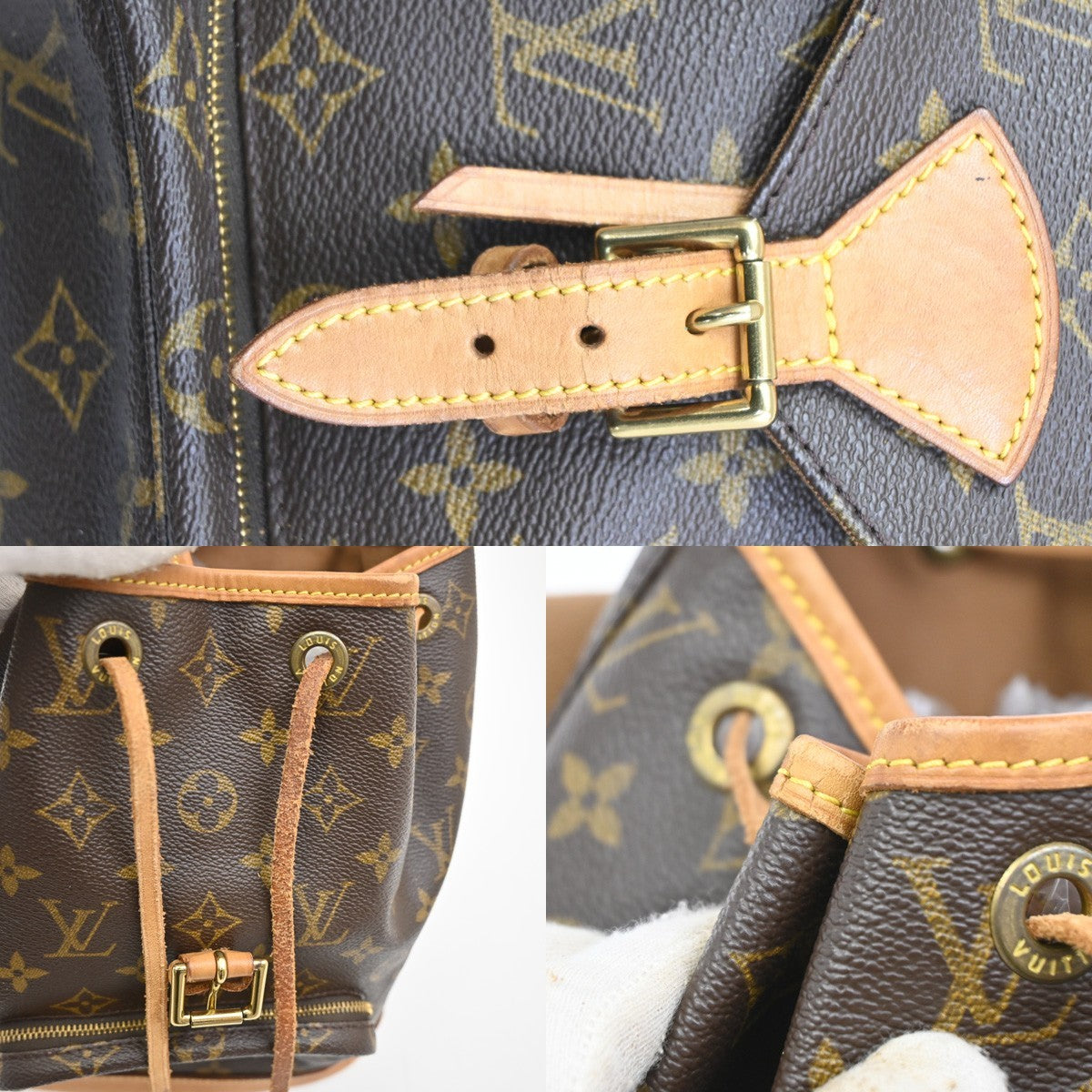 LOUIS VUITTON Montsouris MM Backpack Bag Monogram Leather Brown M51136 90KB089