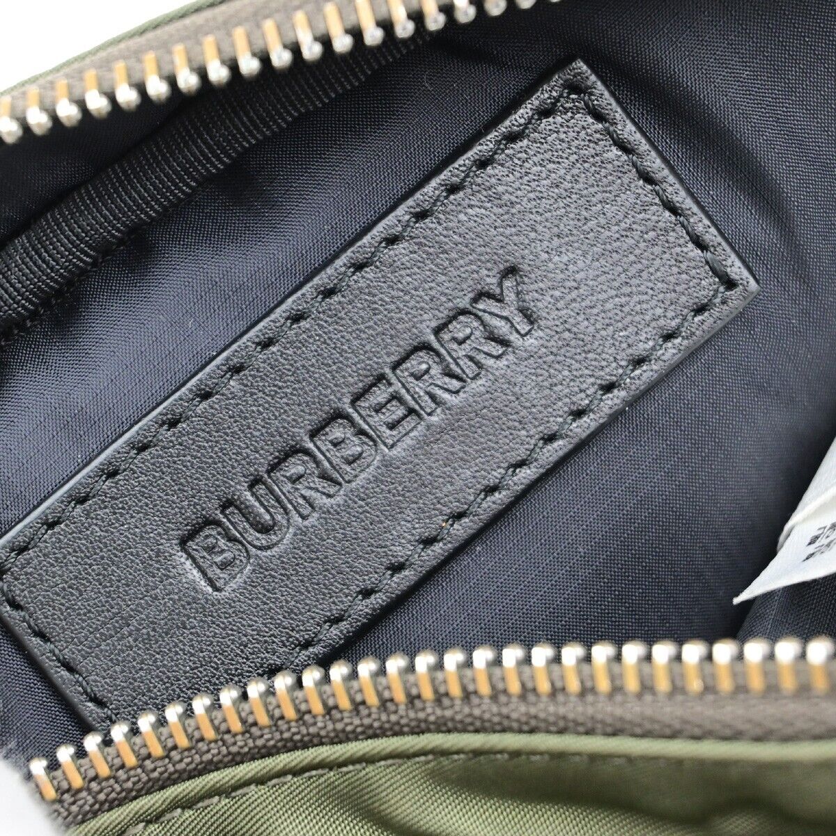 BURBERRY Logo Mini Bum Body Shoulder Bag Nylon Leather Khaki 34EE069