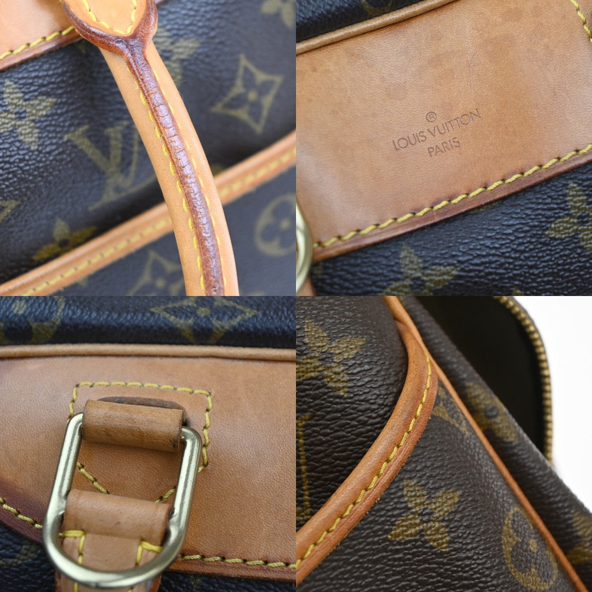 LOUIS VUITTON LV Logo Deauville Hand Bag Monogram Leather Brown M47270 82MA639