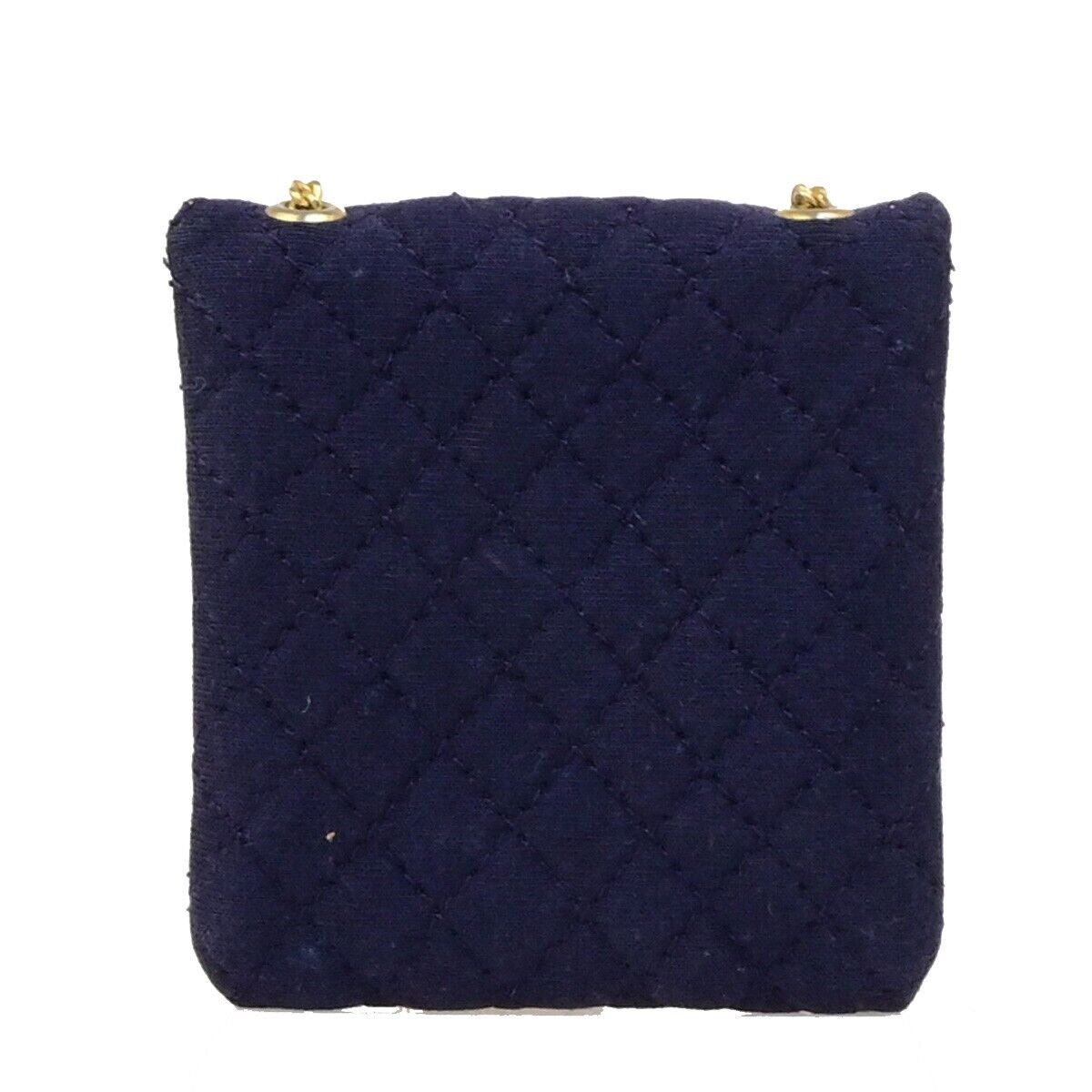 CHANEL Micro Matelasse Pouch Bag Canvas Leather Navy Blue GHW Accessory 73KA444