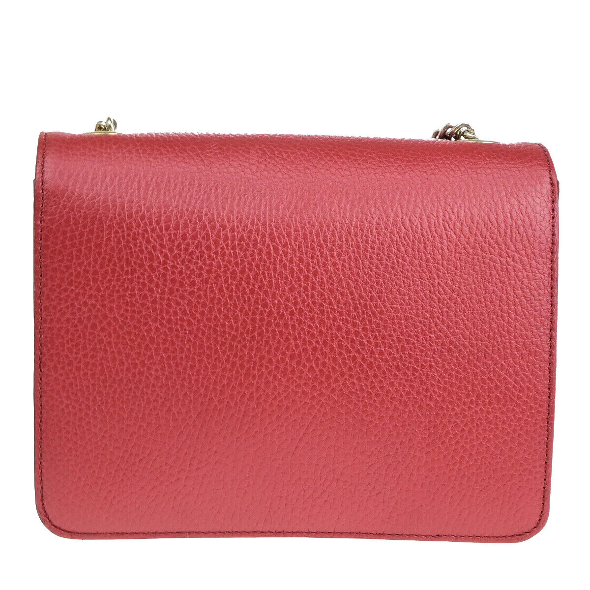 GUCCI Logo Interlocking G Mini Chain Shoulder Bag Leather Red GHW Italy 93YF653