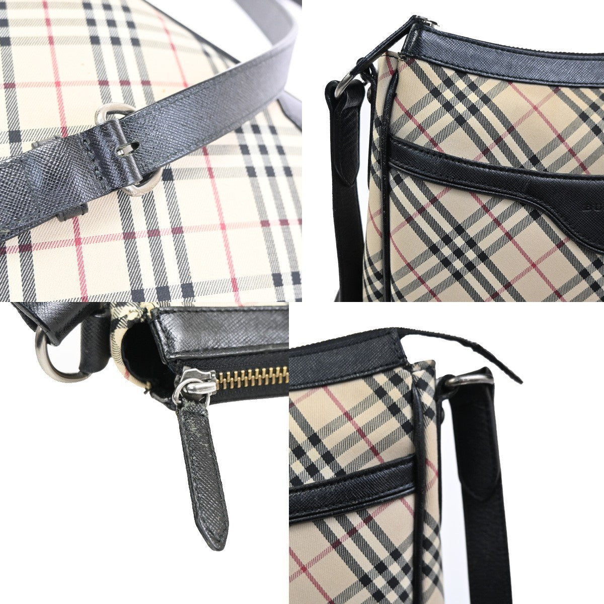 BURBERRY Logo Nova Check Crossbody Shoulder Bag Canvas Leather Beige BK 87RL986