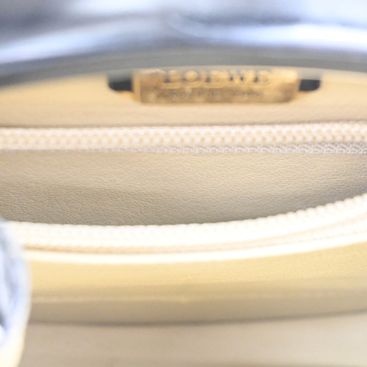 LOEWE Anagram Round 2Way Top Handle Shoulder Bag Calfskin Leather Black 65CA573