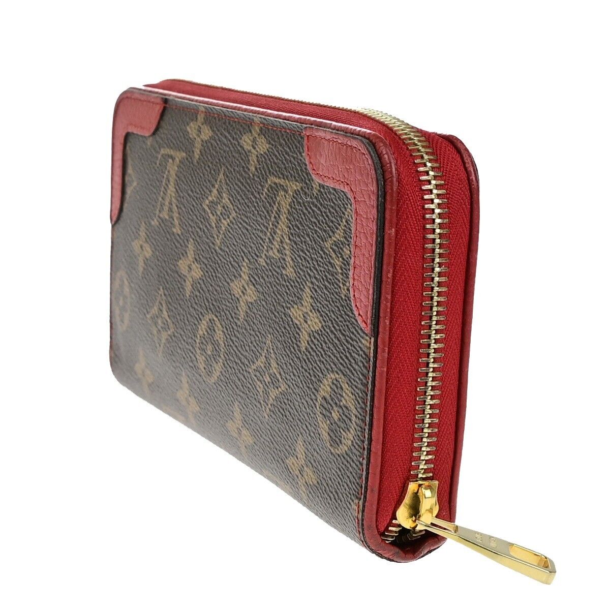 LOUIS VUITTON LV Long Zippy  Wallet Monogram Retiro Brown Red M61187 80ED264