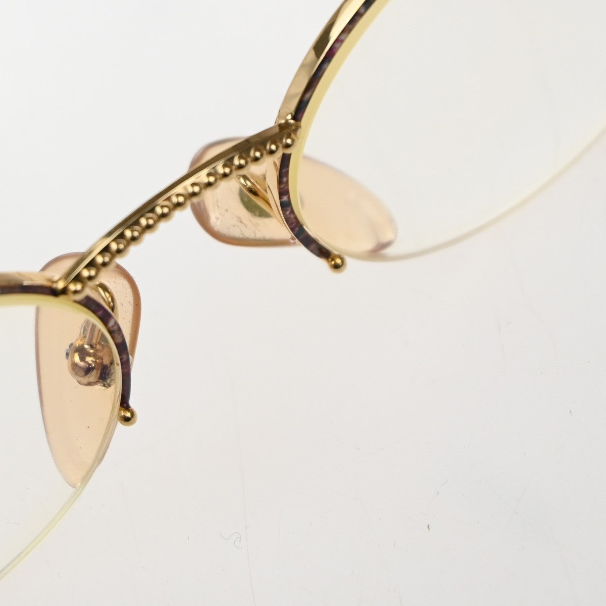CHRISTIAN DIOR Logo Reading Glasses Eye Wear Metal Plastic Gold Red 09KP535