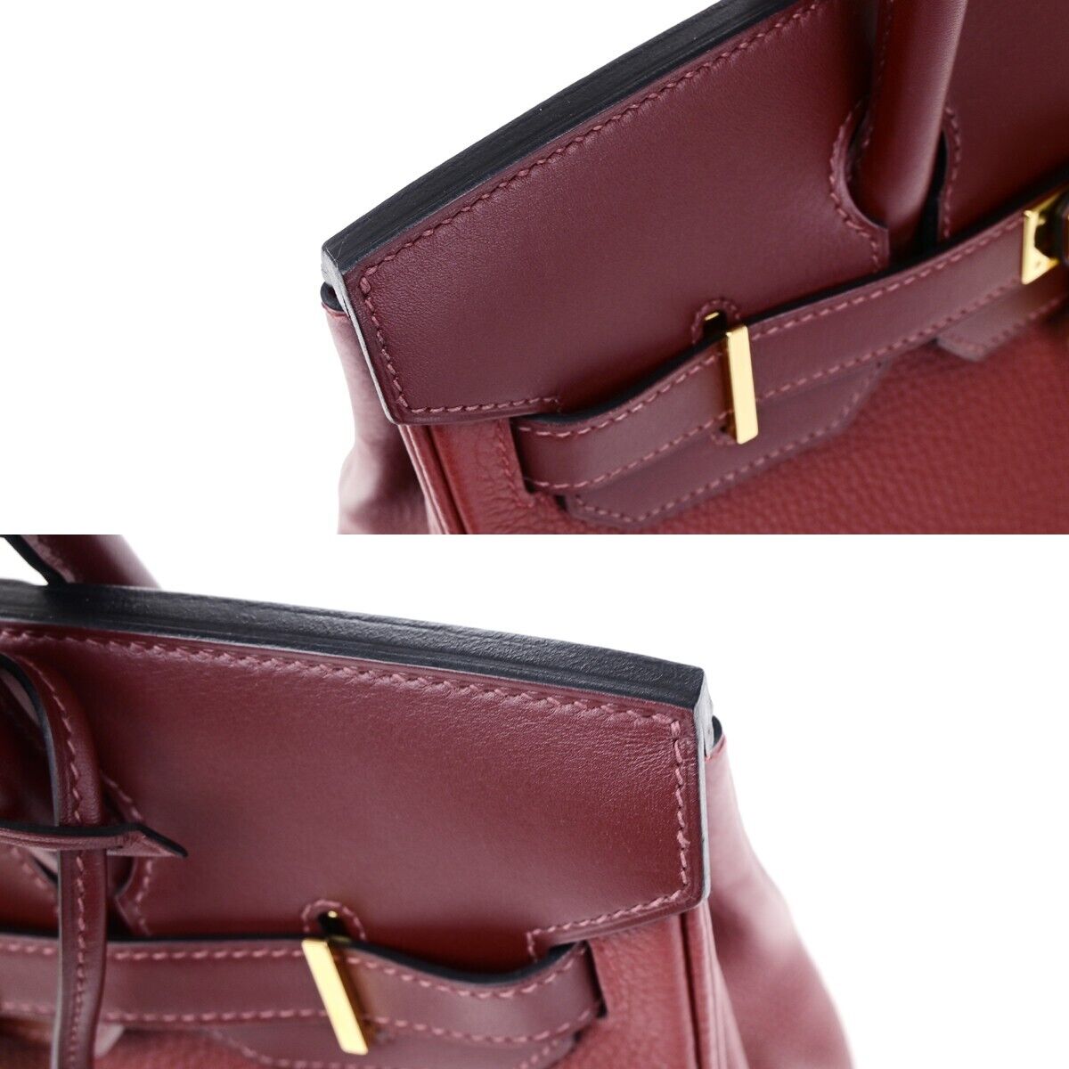 HERMES LOGO BIRKIN 30 HAND BAG C STAMP TOGO SWIFT LEATHER CADENA RUBY 6197LC523