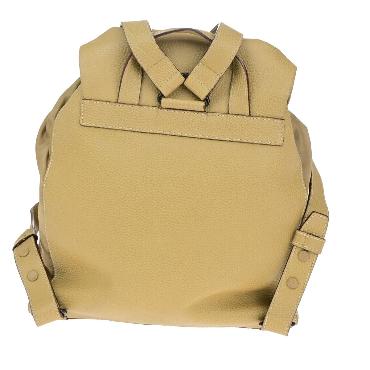 PRADA Logo Backpack Bag Drawstring Nylon Leather Beige Italy 38YF112
