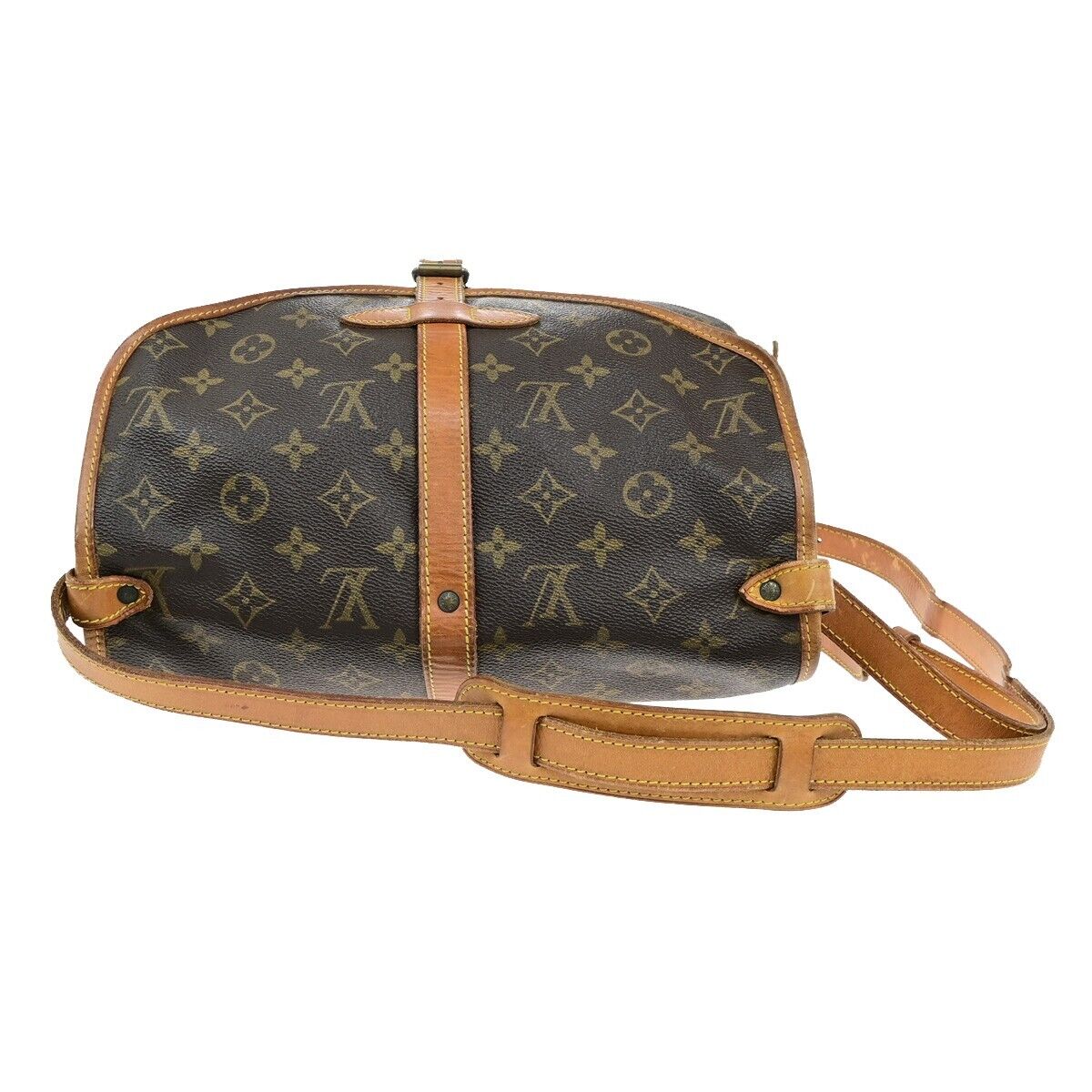 LOUIS VUITTON Logo Saumur 30 Shoulder Bag Monogram Leather Brown M42256 76EE027