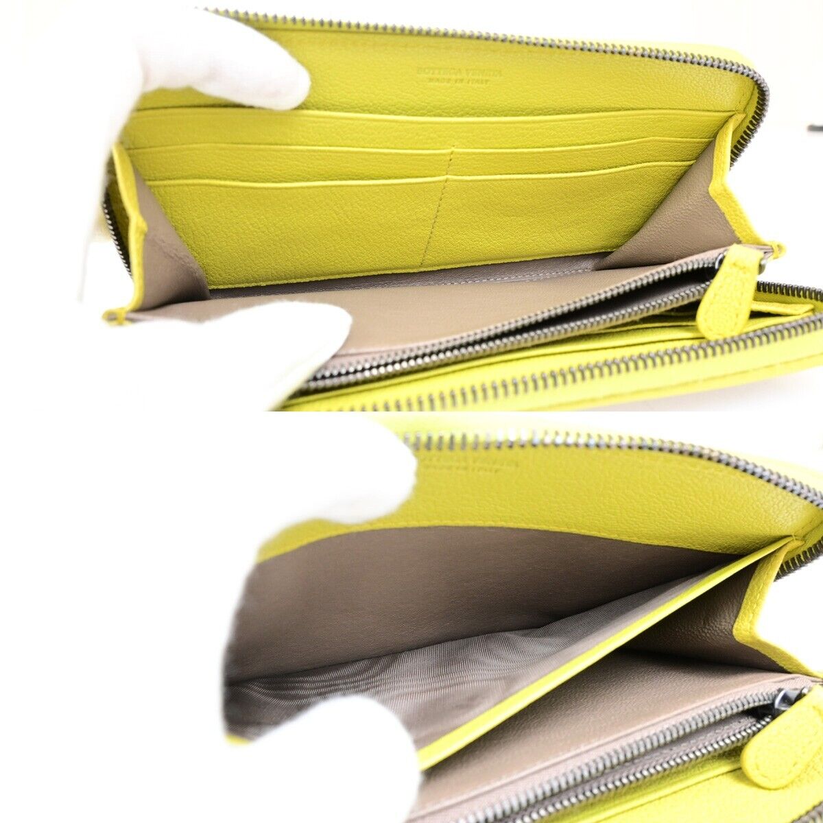 BOTTEGA VENETA Intrecciato Long Zipper Around Wallet Purse Leather Gray 35FB179