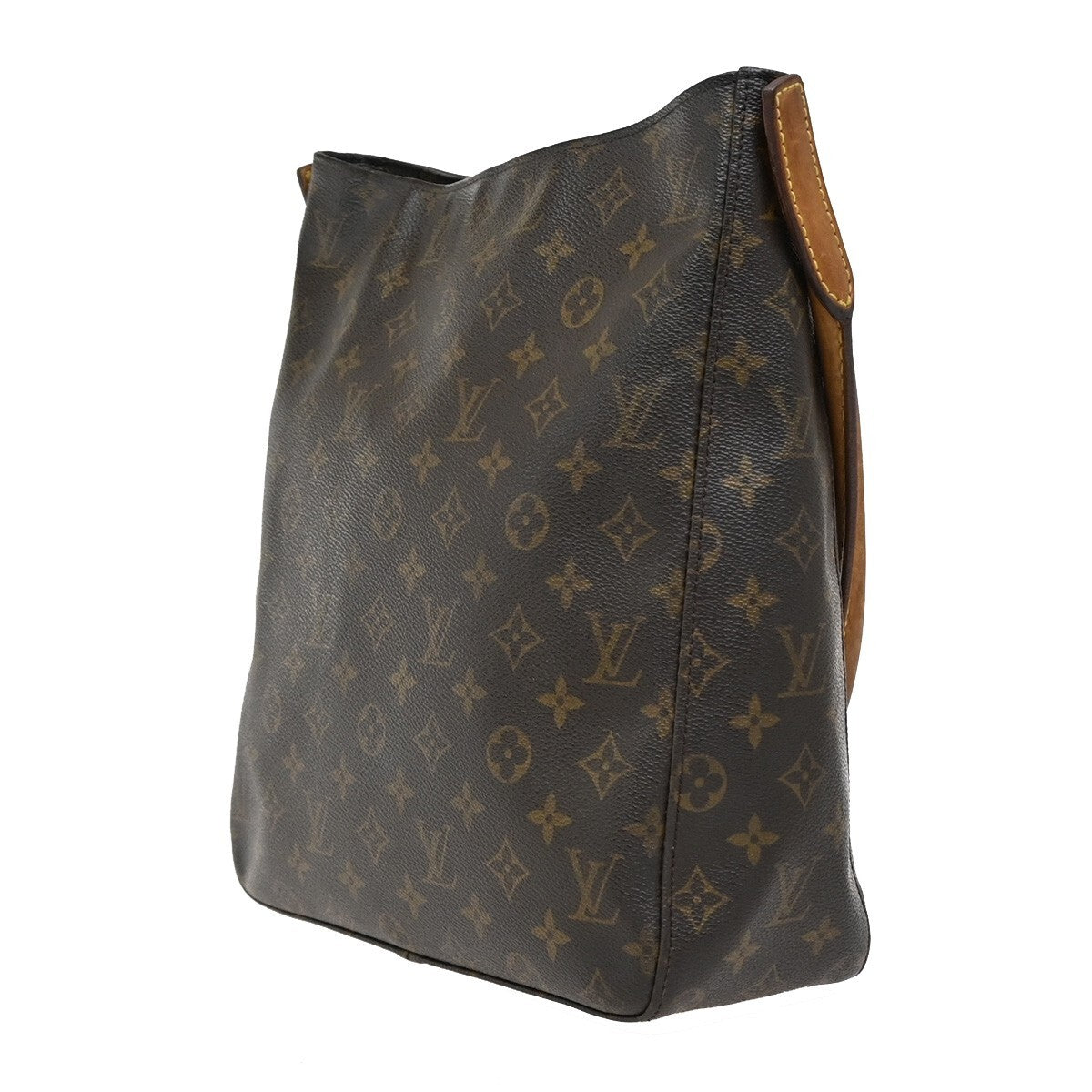 LOUIS VUITTON Logo Looping GM Shoulder Bag Monogram Leather Brown M51145 64EE288