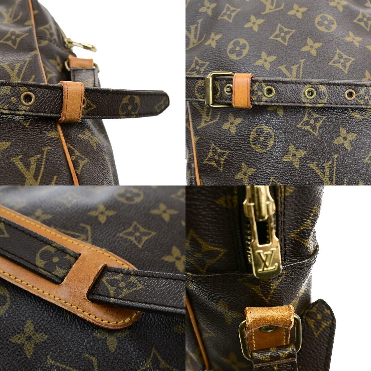 LOUIS VUITTON Logo Danube MM Shoulder Bag Monogram Leather Brown M45264 31ED451