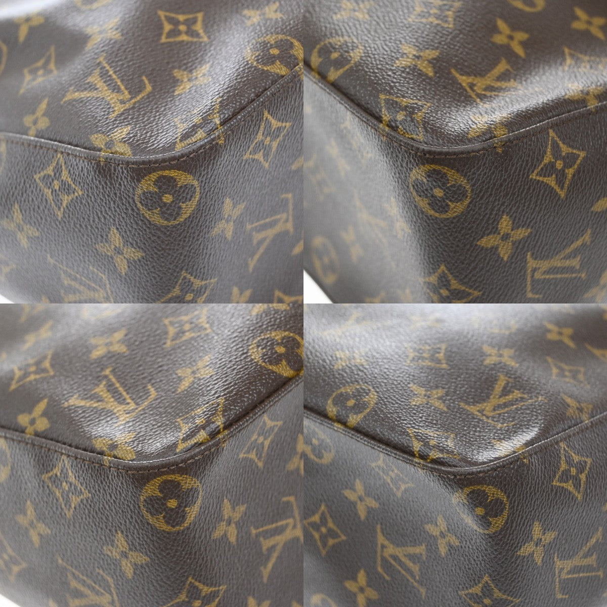 LOUIS VUITTON Logo Looping GM Shoulder Bag Monogram Leather Brown M51145 73KB422