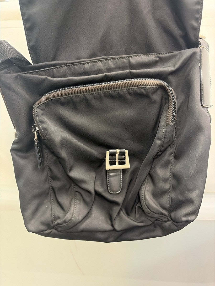 PRADA Logo Tessuto Mini Shouler Bag Nylon Leather Black SHW Italy 69YJ257