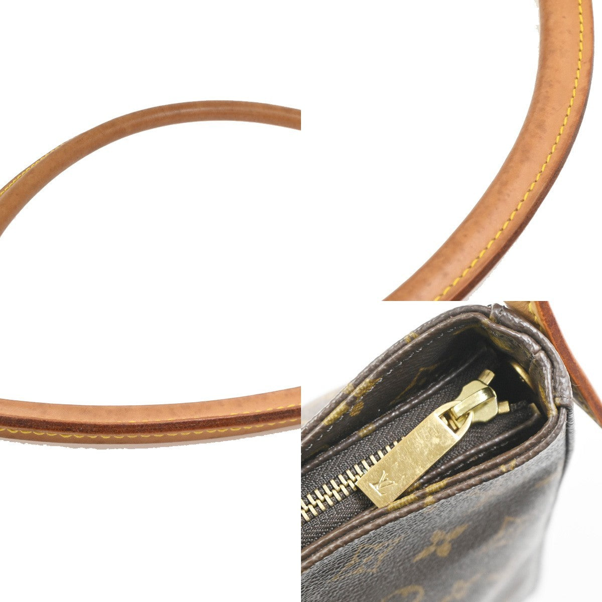 LOUIS VUITTON Logo Looping GM Shoulder Bag Monogram Leather Brown M51145 95RL732