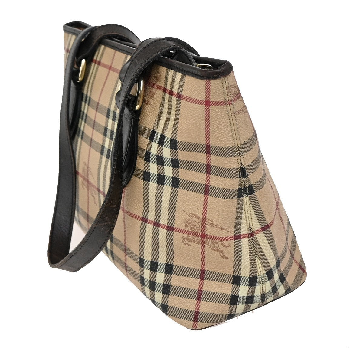 BURBERRY Logo Nova Check Shoulder Tote Bag Canvas Leather Beige Brown 67KA778