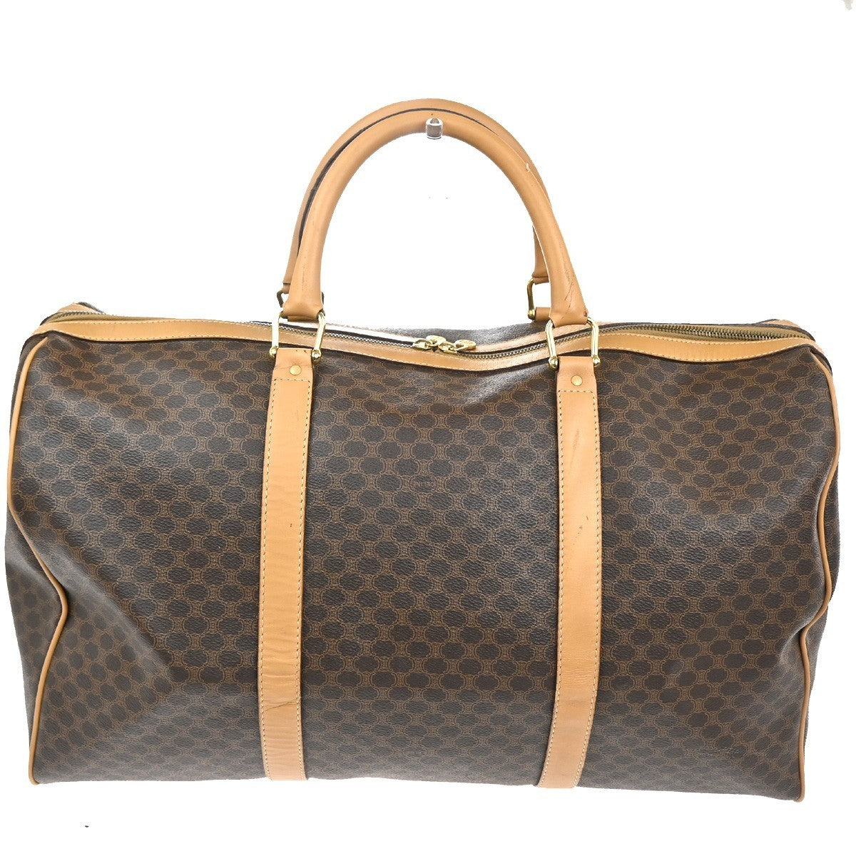 CELINE Logo Macadam Pattern Travel Hand Bag PVC Leather Brown GHW Italy 80TA473