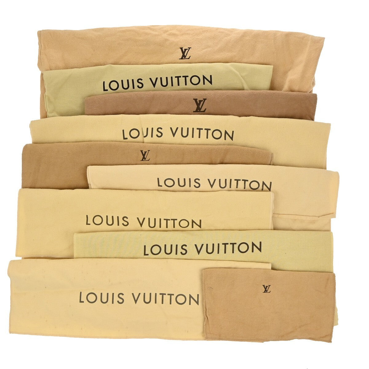 LOUIS VUITTON Logo 10 Set Dust Bag Drawstring Canvas Cotton Beige Brown 09EE136