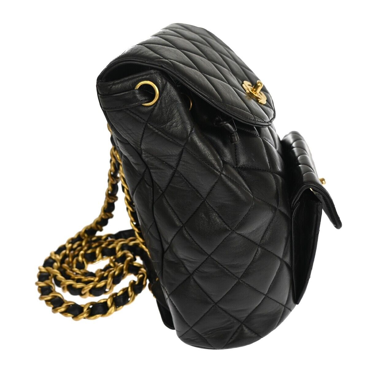 CHANEL CC Logo Matelasse Chain Backpack Bag Leather Black GHW France 708RJ137