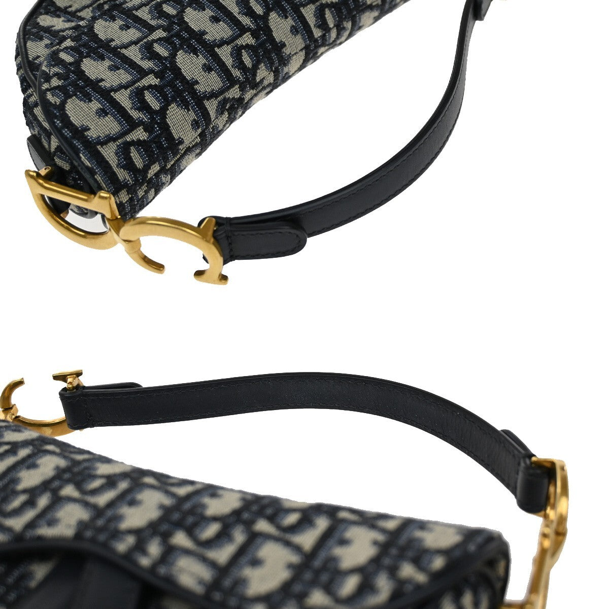 CHRISTIAN DIOR Oblique Trotter Mini Saddle Hand Bag Jacquard Leather BE 307RF279