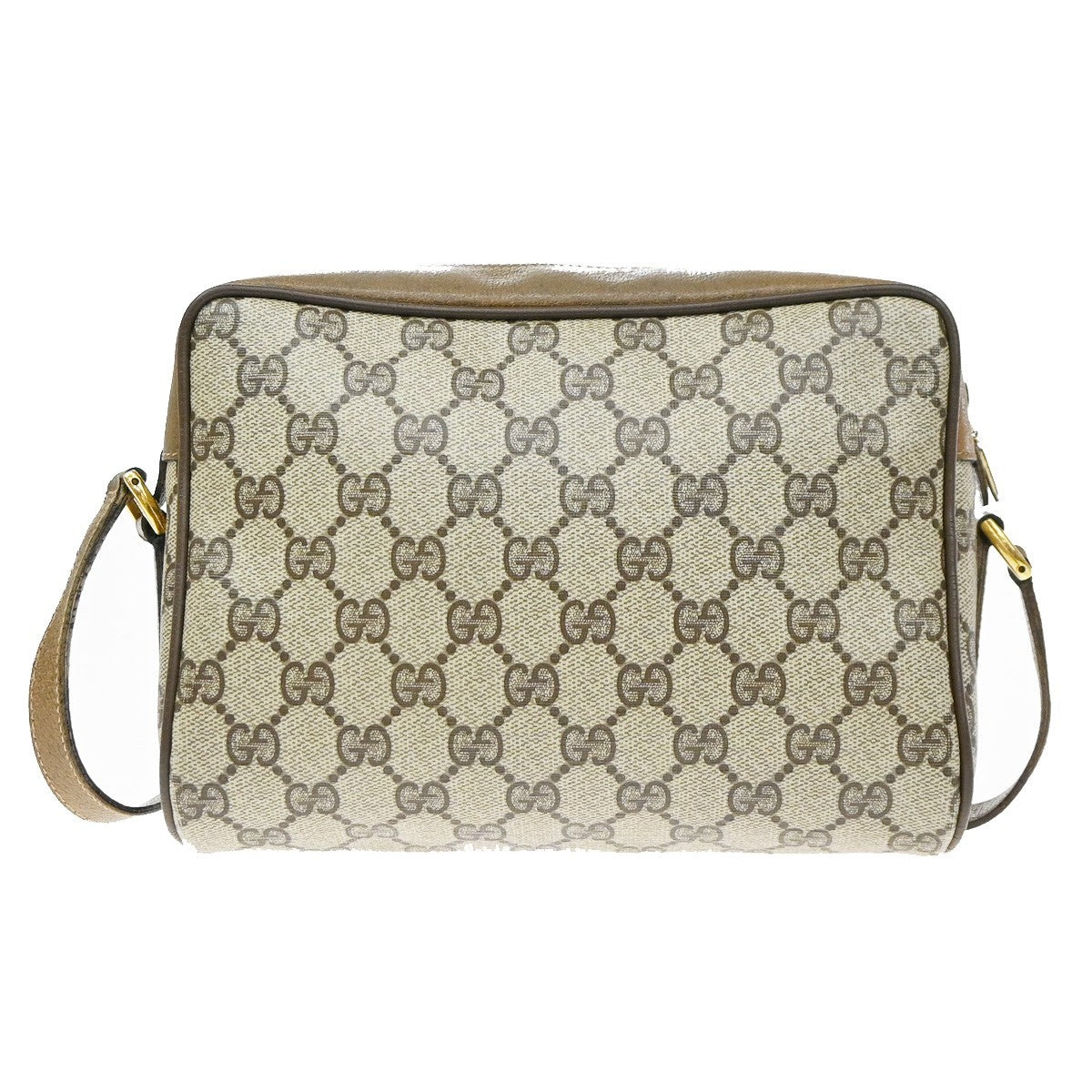 GUCCI Logo Web Sherry GG Pattern Shoulder Bag PVC Leather Brown Italy 67YJ168
