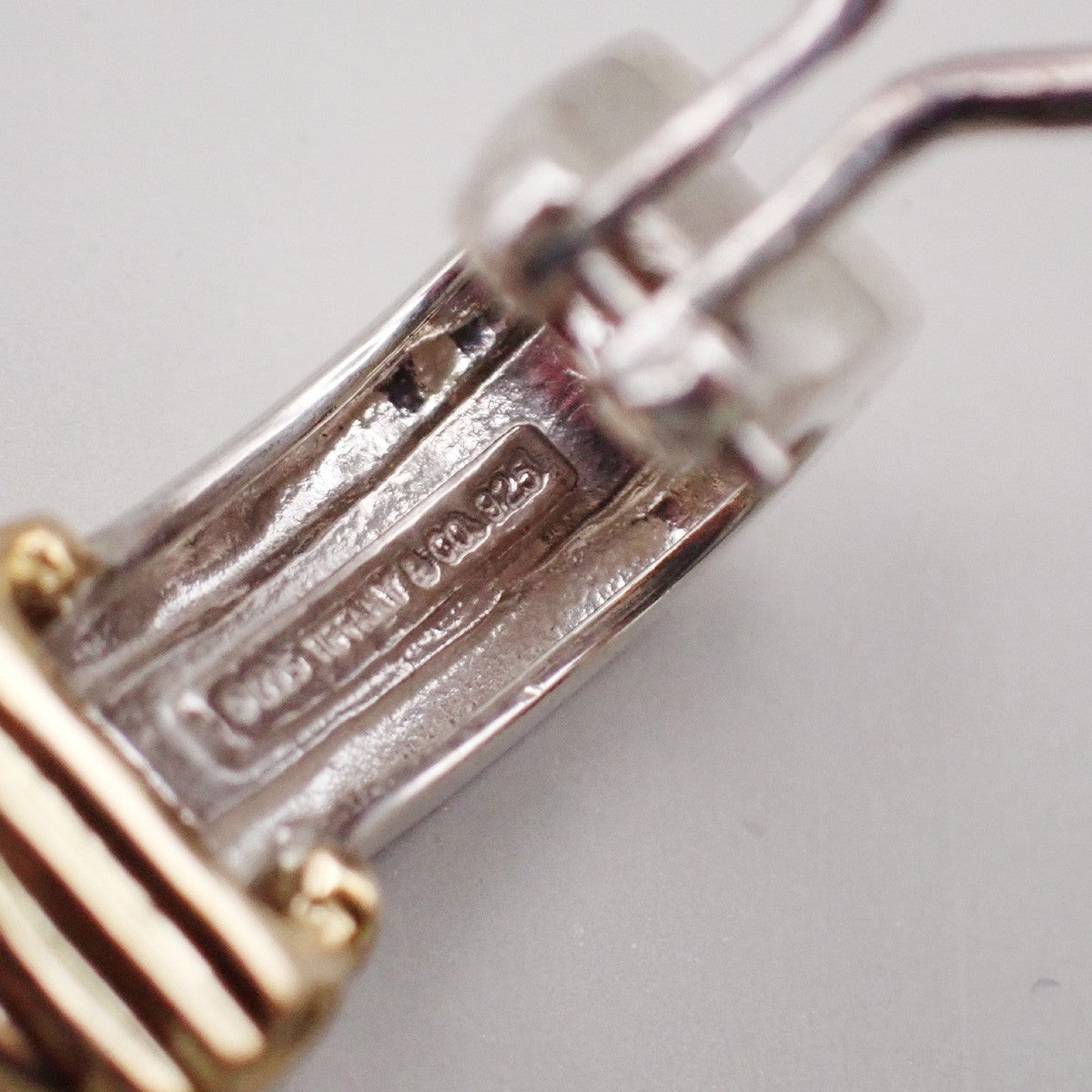 Tiffany & Co. Logo Groove Combination Earrings Clip On Gold 750 Ag 925 80KB252