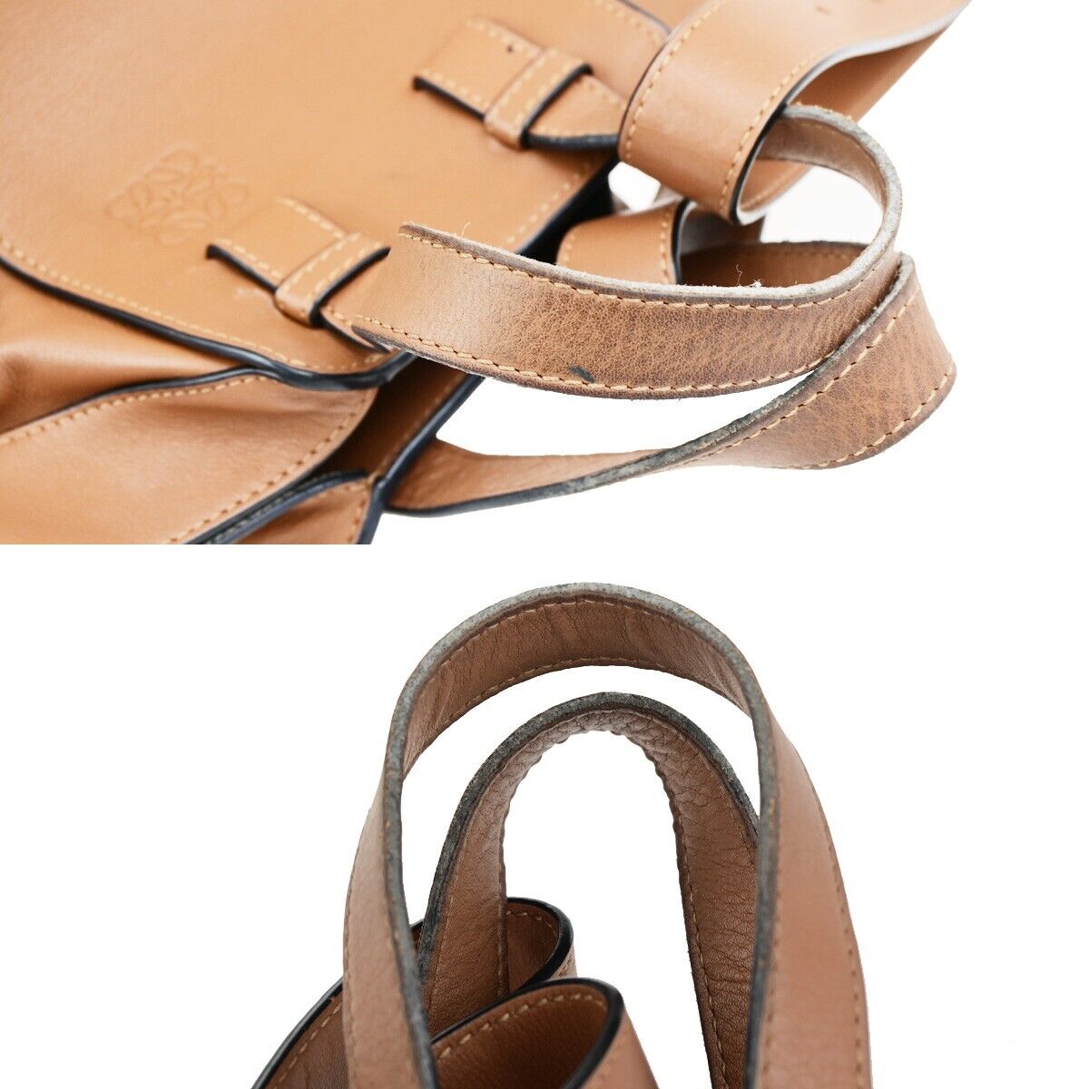 LOEWE Logo Hammock 2Way Shoulder Hand Bag Leather Brown SHW Spain 95EC945