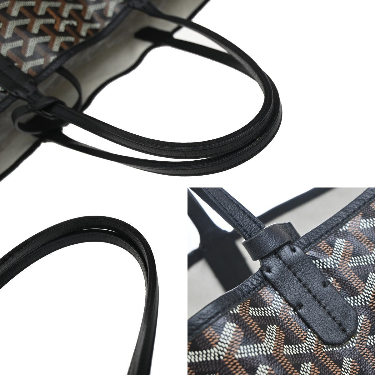 GOYARD Saint Louis PM Shoulder Tote Bag Coating Canvas Leather Black 332RF940