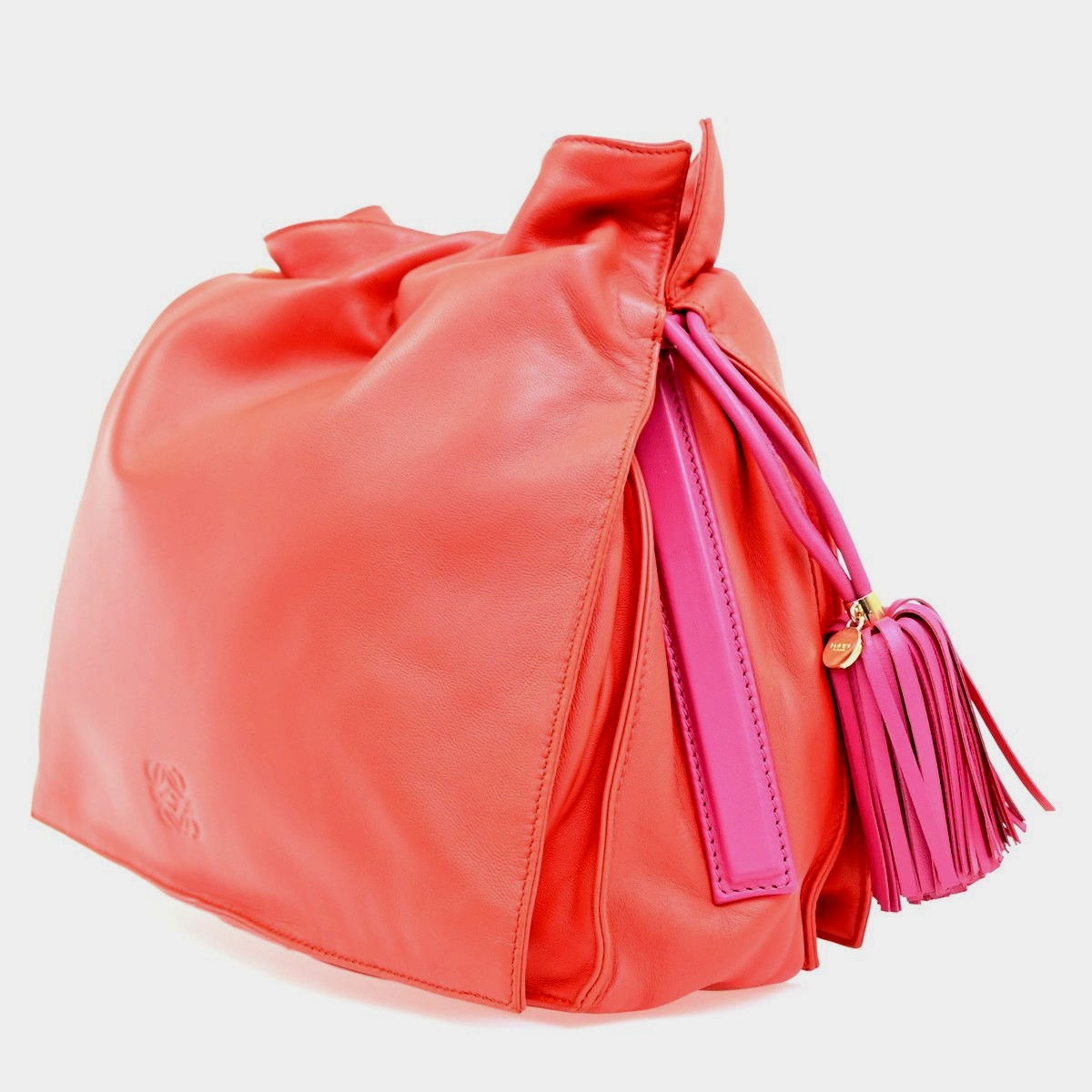 LOEWE Logo Flamenco Anagram Shoulder Bag Leather Red Pink GHW Spain 79MA394