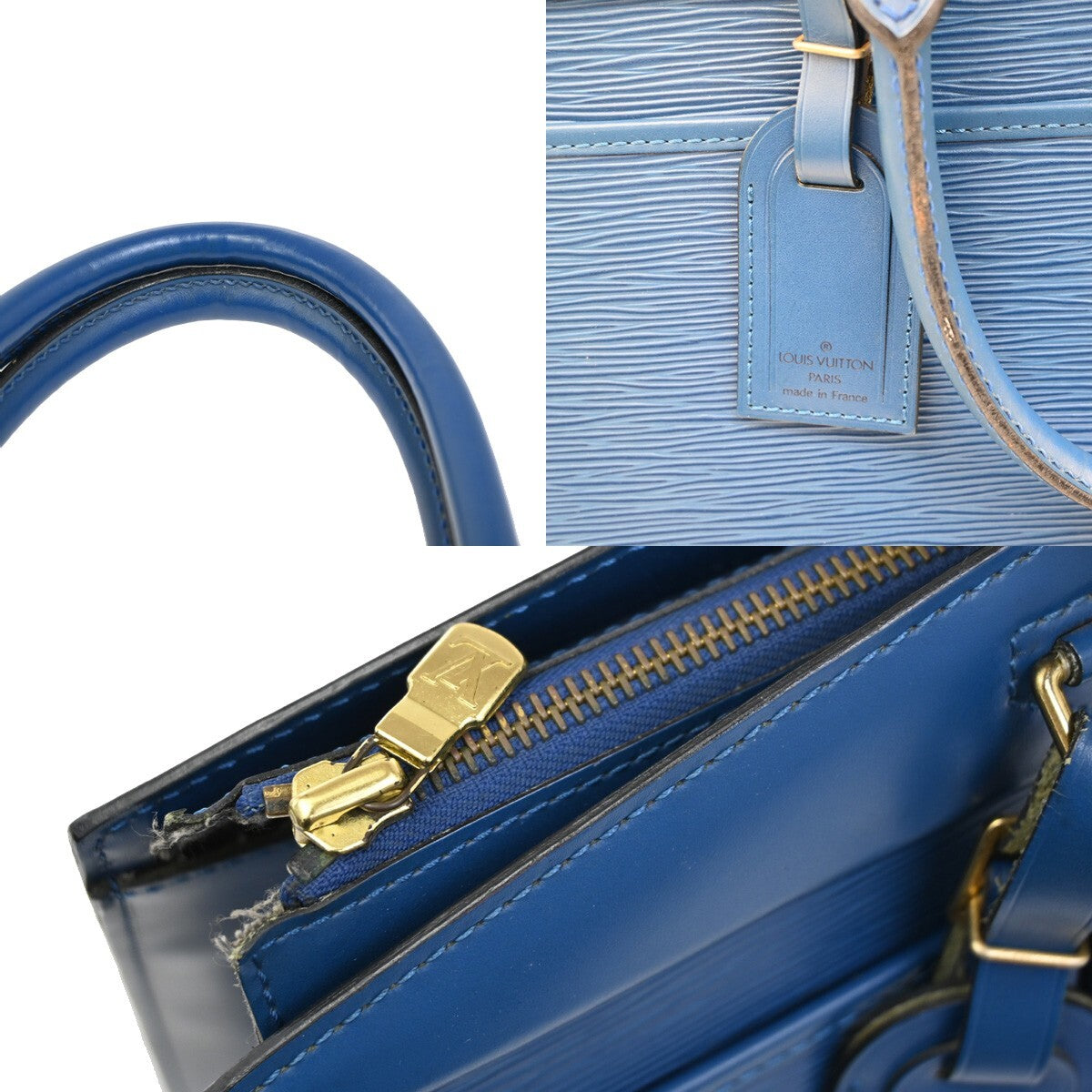 LOUIS VUITTON LV Logo Riviera Hand Bag Epi Leather Blue France M48185 67EE771