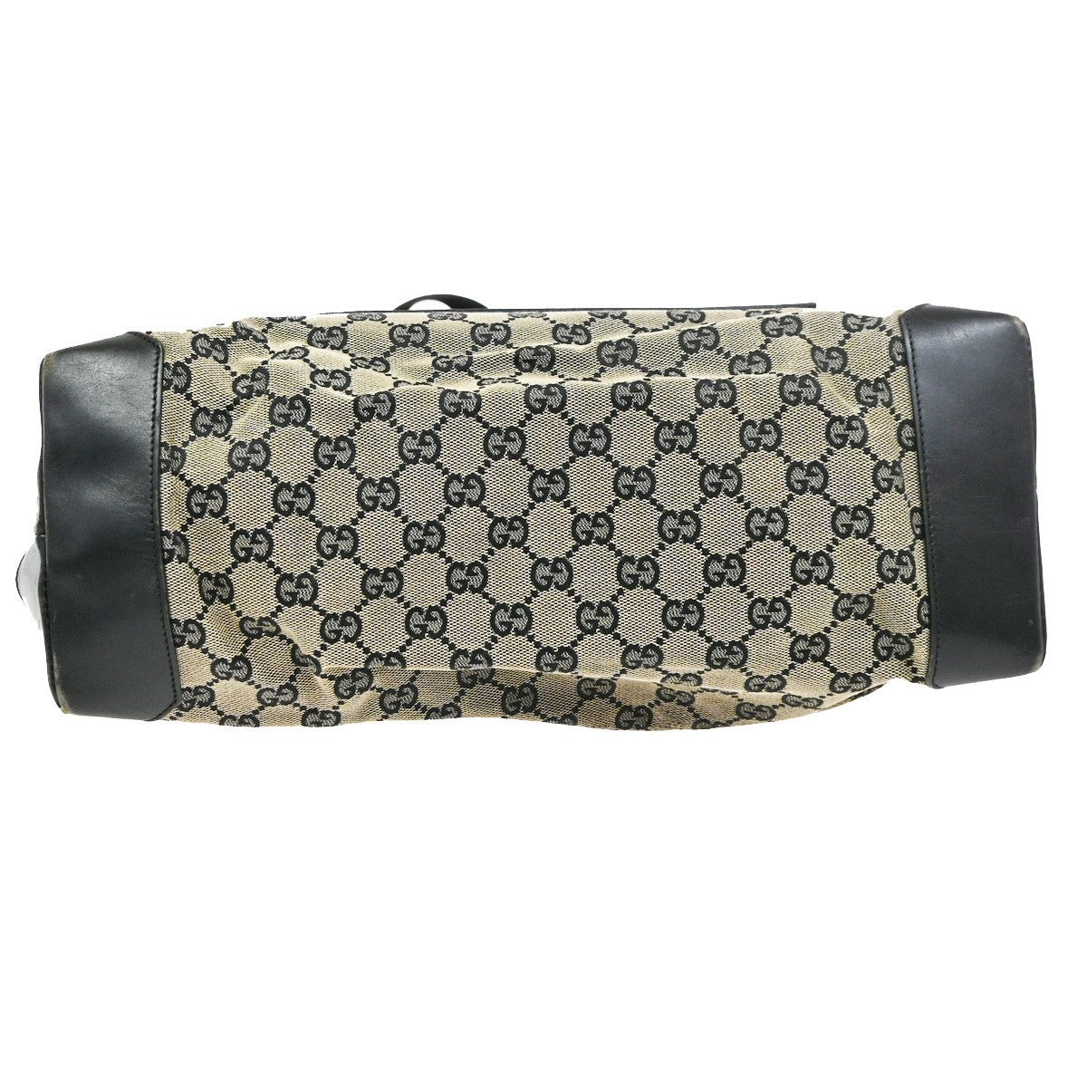 GUCCI Logo GG Pattern Shoulder Hand Bag Canvas Leather Bk Beige Italy 02CA997