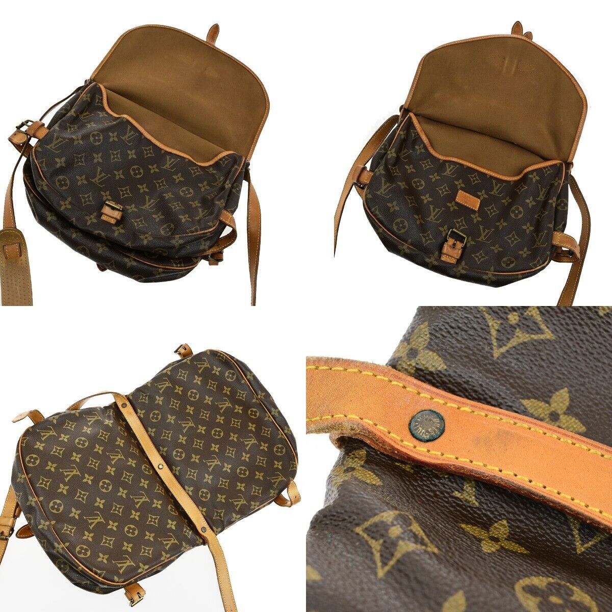 LOUIS VUITTON Logo Saumur 30 Shoulder Bag Monogram Leather Brown M42256 76EE027