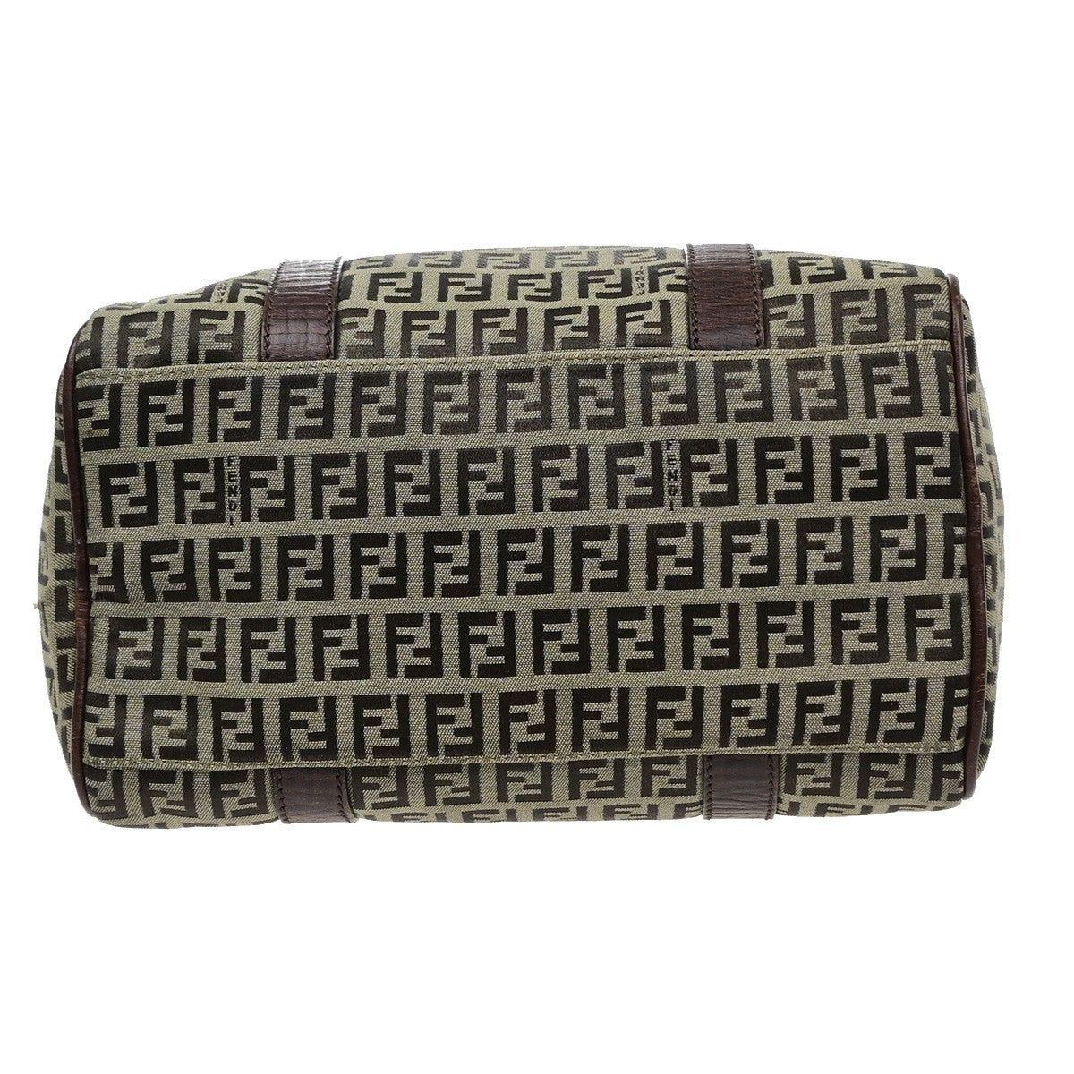 FENDI Logo Zucchino Mini Boston Hand Bag Canvas Leather Brown GHW Italy 79MA718