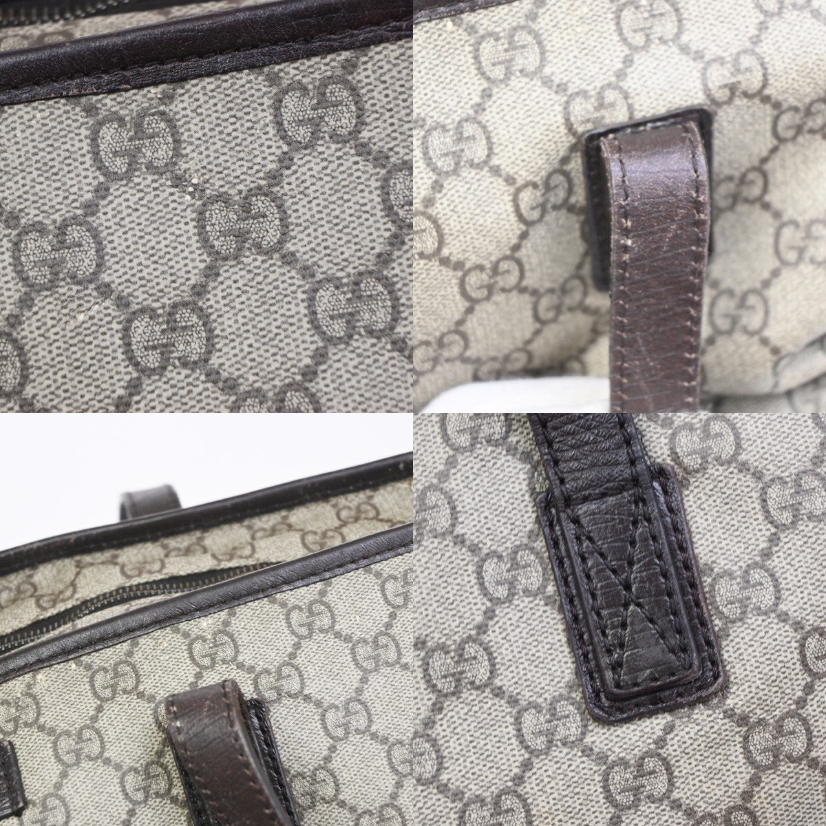 GUCCI Logo GG Patter Shoulder Hand Bag Supreme Leather Brown Itlay SHW 65DA022