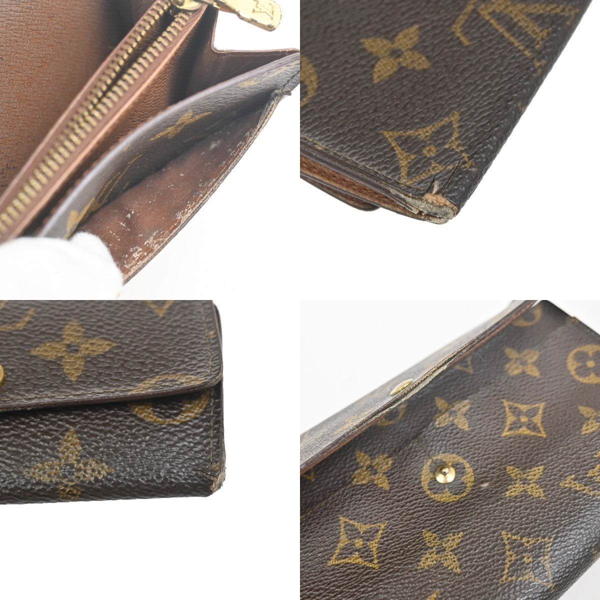 LOUIS VUITTON LV Logo 3 Set Long Wallet Key Case Monogram Leather Brown 02KC769