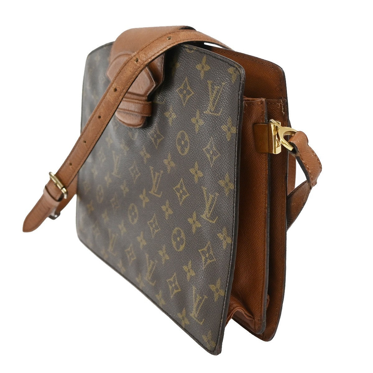 LOUIS VUITTON Courcelles Shoulder Bag Monogram Leather Brown M51375 30KB628