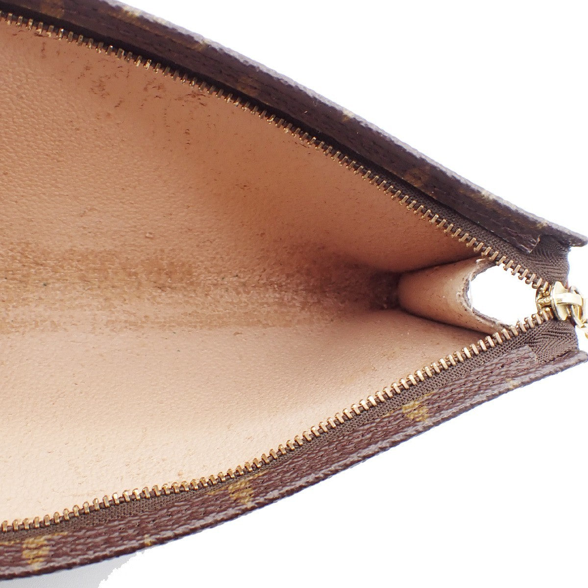 LOUIS VUITTON Logo BUCKET GM Pouch Bag Monogram Leather Brown France 02AA132