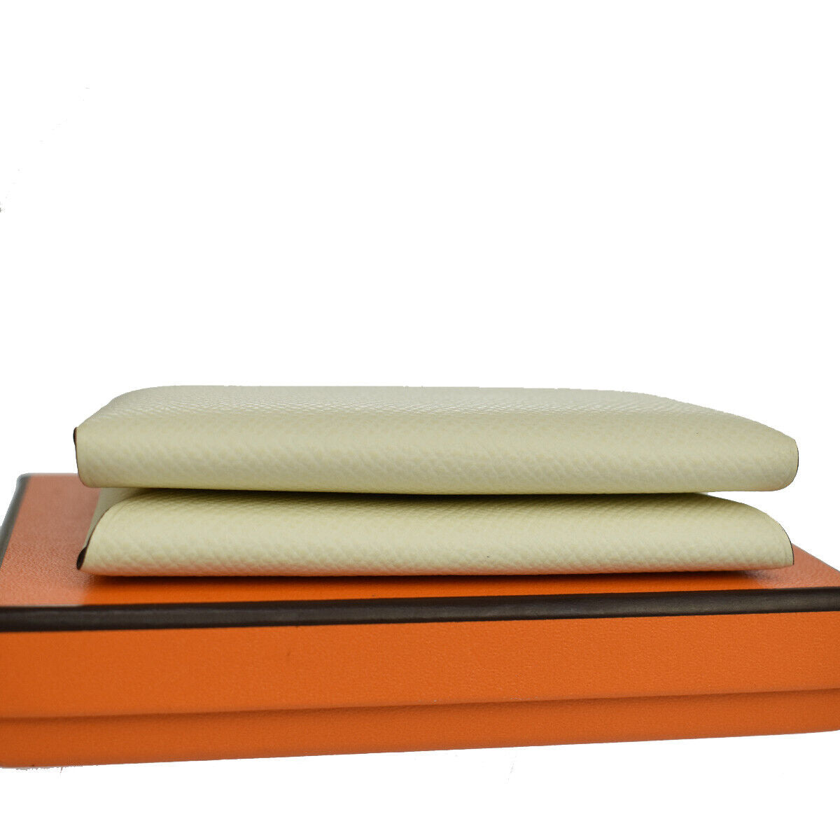 HERMES Calvi Duo Card Case Wallet Bicolor Veau Epsom Nata Jaune Poussin 50YC791