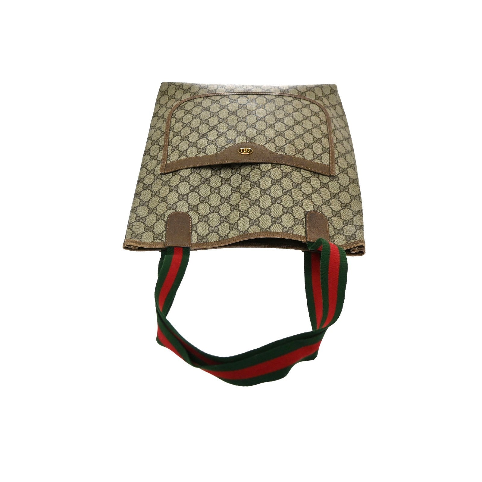 GUCCI Logo GG Pattern Sherry Shoulder Tote Bag PVC Leather Brown Italy 61KD126
