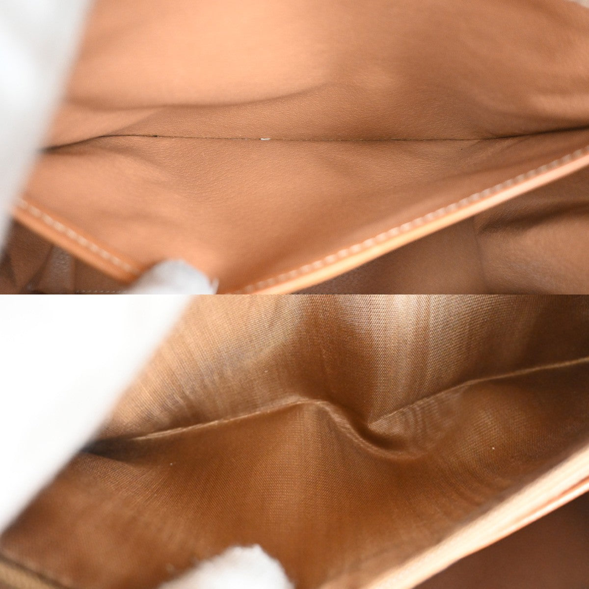 CELINE Logo Macadam Pattern Flap Hand Bag PVC Leather Brown GHW Italy 38MA206