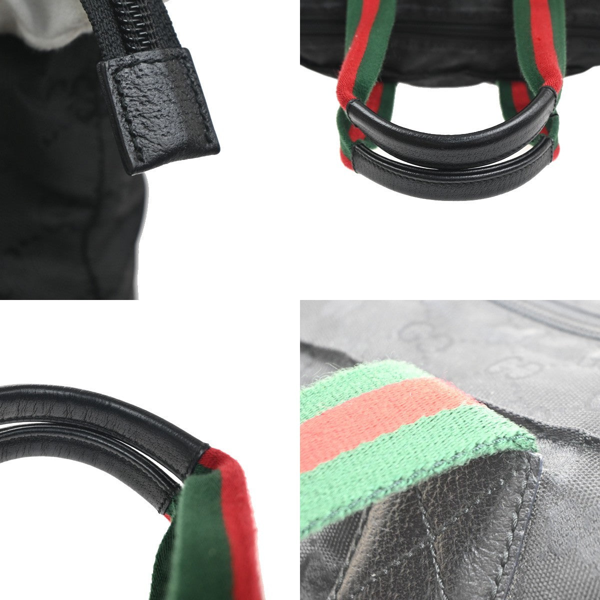 GUCCI Logo GG Pattern Sherry Travel Shoulder Bag Nylon Leather Black 64KC779