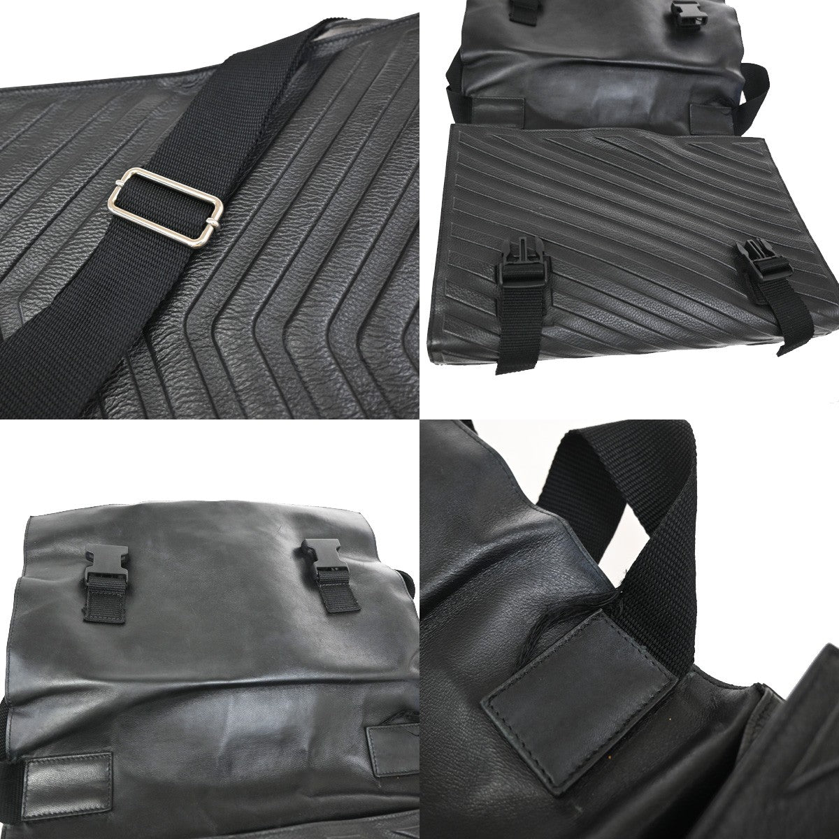 BALENCIAGA Logo Car Flap Crossbody Shoulder Bag Leather Black Italy 79YH648