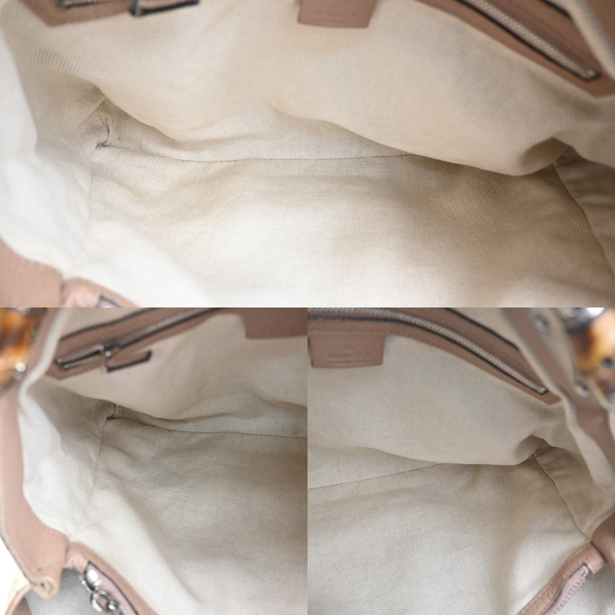 GUCCI Logo Bamboo GG Shoulder Hand Bag Canvas Leather Beige Pink Italy 32MA171