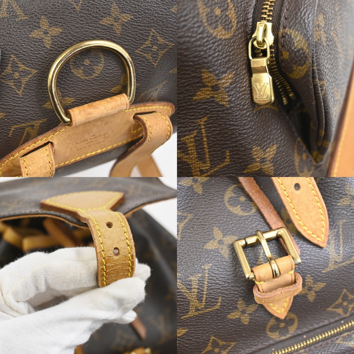 LOUIS VUITTON Montsouris MM Backpack Bag Monogram Leather Brown M51136 72CA841
